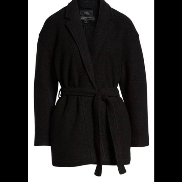 J.Crew Italian Boiled Wool Black Coat, Size M